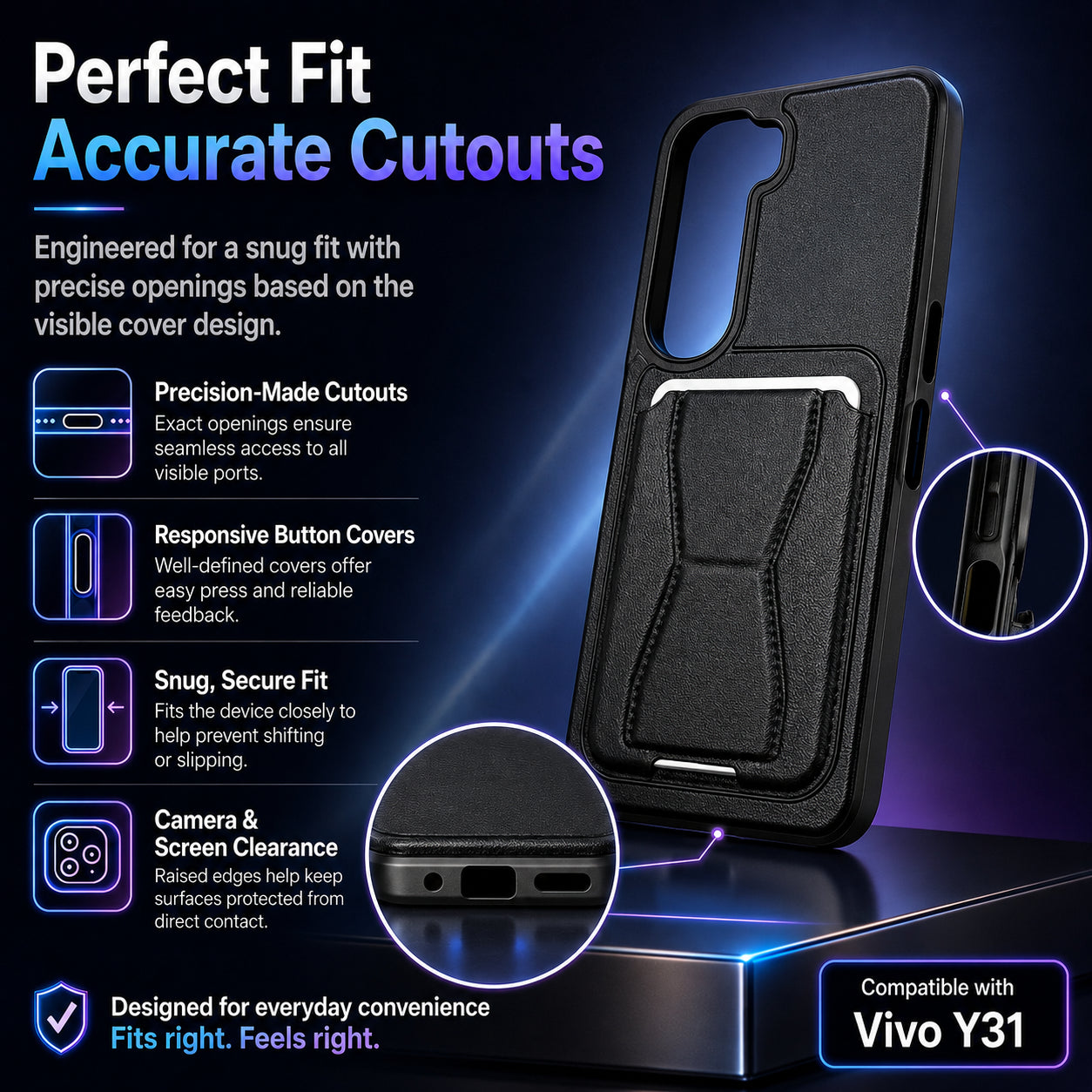 Protective Back Cover for Vivo Y31 - Black - Image 4