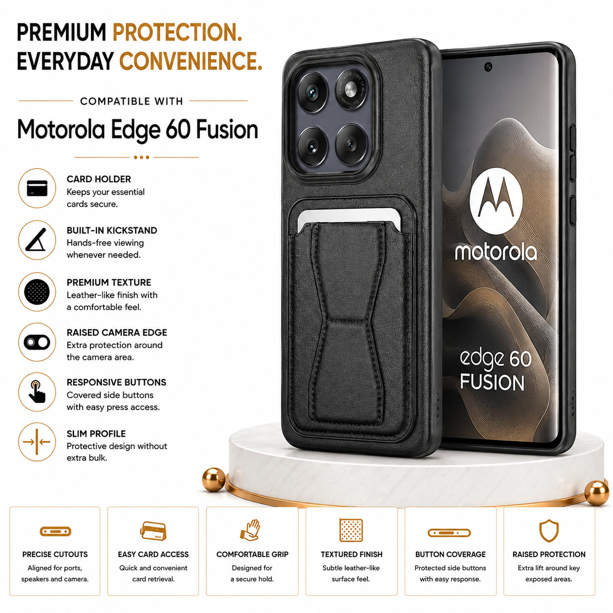 Protective Back Cover for Motorola Edge 60 Fusion - Black - Image 3