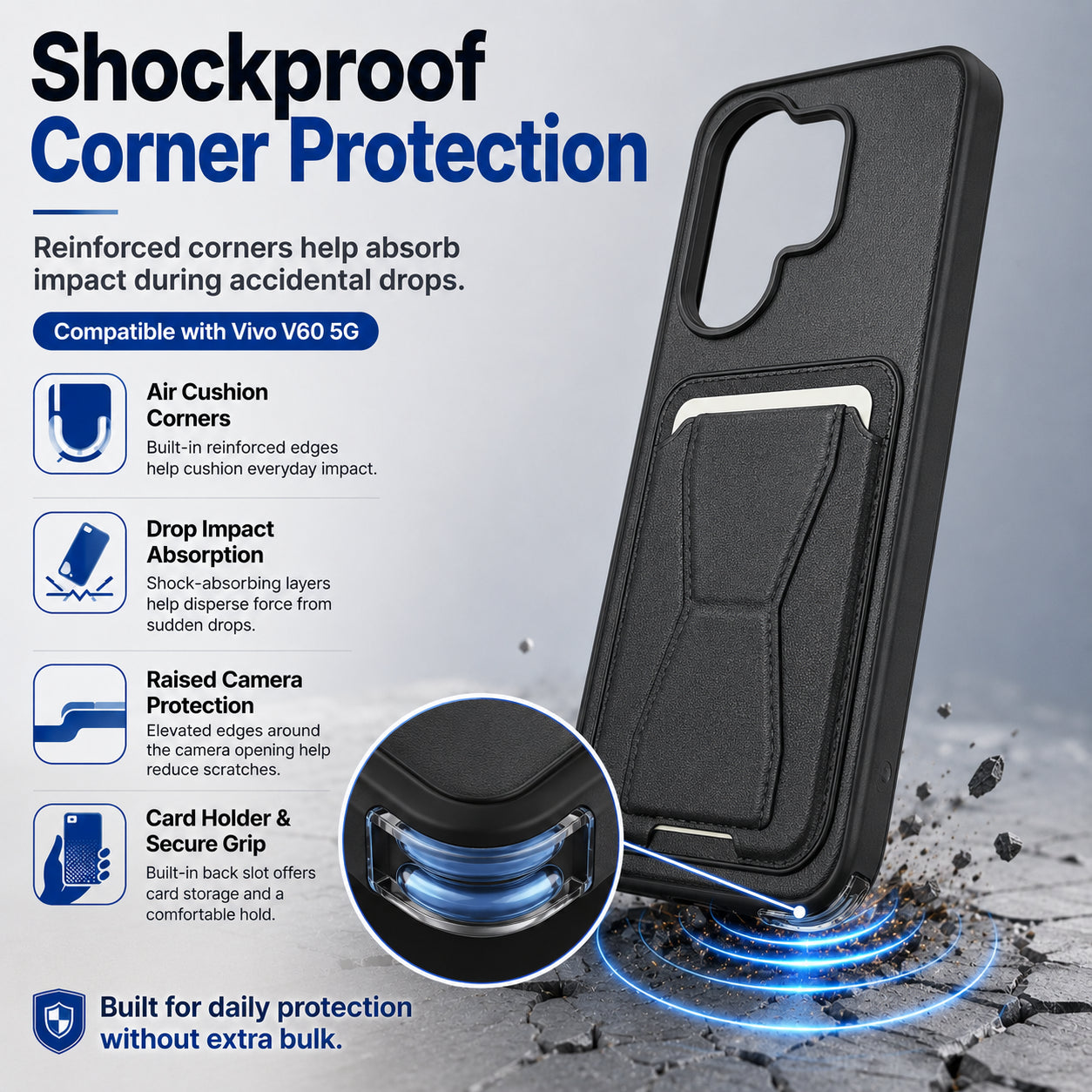 Protective Back Cover for Vivo V60 5G - Black - Image 2