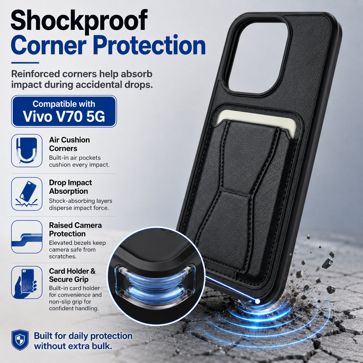 Protective Back Cover for Vivo V70 - Black - Image 3