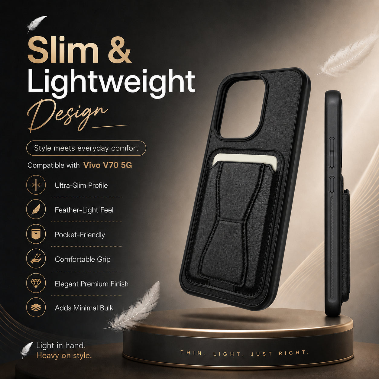 Protective Back Cover for Vivo V70 - Black - Image 5